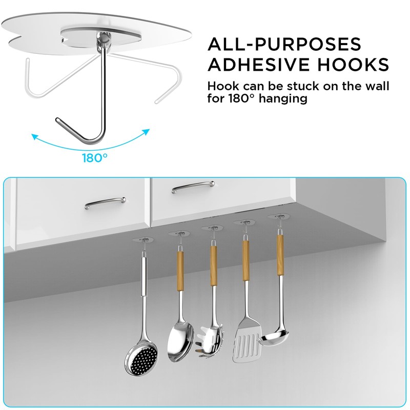 Adove Adhesive Hooks for Hanging, 24 Pack Heavy Duty Wall