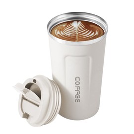MXCOCO Taza Termo de Café de 18 oz/510 ml de Acero Inoxidable 304 con Tapa, Taza de Vacío para Bebidas de Café Frías y Calientes, Vaso Térmico para Café, para la Oficina, el Automóvil y el Parque