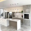 OKELI Modern Pendant Light,3 Color LED Bubble Crystal Island Light