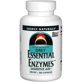Source Naturals Essential Enzymes 500mg Bio-Aligned Multiple Enzyme Supplement Herbal Defense for Digestion, Gas, Constipation & Bloating Relief - Supports A Strong Immune System - 360 Capsules