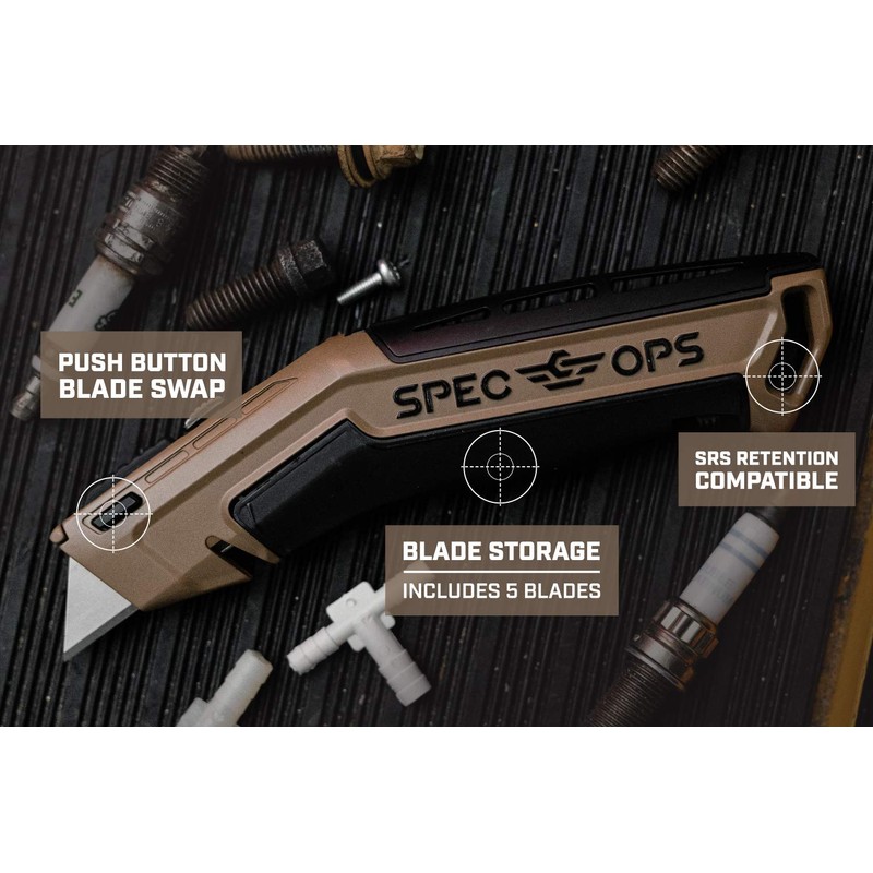 Spec Ops Tools Utility Knife with Retractable Blade, Includes 5