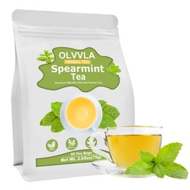 Olvvla - Spearmint Tea Bags - 1.5g X 50 Count - 100% Pure Natural Spearmint Leaves Herbal Tea - Non-GMO - Caffeine-free - Rich in Antioxidants & Promote Relaxation