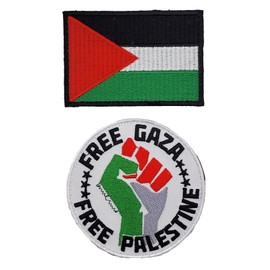 MiltacUSS Palestine Free Gaza Tactical Embroidered Patch (2pc Bundle Hook Fastener) for Jackest and Backpacks