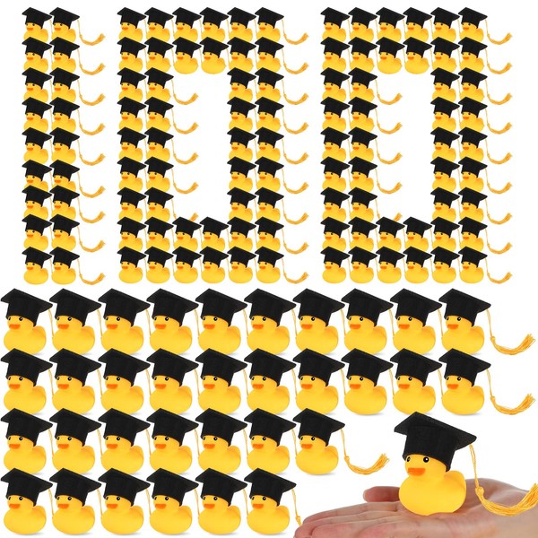 Jerify 100 Pcs Graduation Rubber Ducks with Graduation Cap Graduation