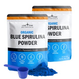 Lone Star Botanicals Espirulina Azul Orgánica En Polvo 100 Puro Superalimento Algas Azul-Verdes, Sin Olor A Pescado, Colorante Alimenticio Natural... 