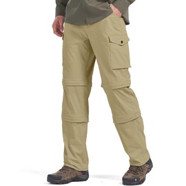 Mens Hiking Pants Convertible Quick-Dry-Stretch-Lightweight Zip-Off Outdoor Waterproof Safari Scouts Fishing Pants with deep Pockets,6077,Khaki,34