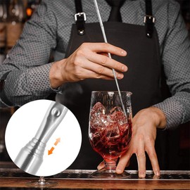 Ouliget Telescopic Cocktail Mixing Spoon,5.5"~17.5"Stainless Steel Extendable Spoon for Drink,Long Handle Iced Tea Spoons Stirring Spoon for Bar Barbecue Tableware Supplies