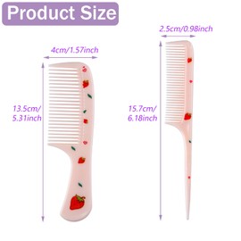 Baby Comb Set, Cute Fine Tooth & Rat Tail Toddlers Comb for Styling, Soft Plastic Kids Parting Combs for Baby Girl Wet Dry Hair (Pink)