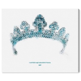 Wynwood Studio Fashion and Glam Traditional Canvas Art - Aquamarine Tiara, Wall Art for Living Room, Bedroom, and Bathroom, 36 in x 30, Blue and White Home Decor