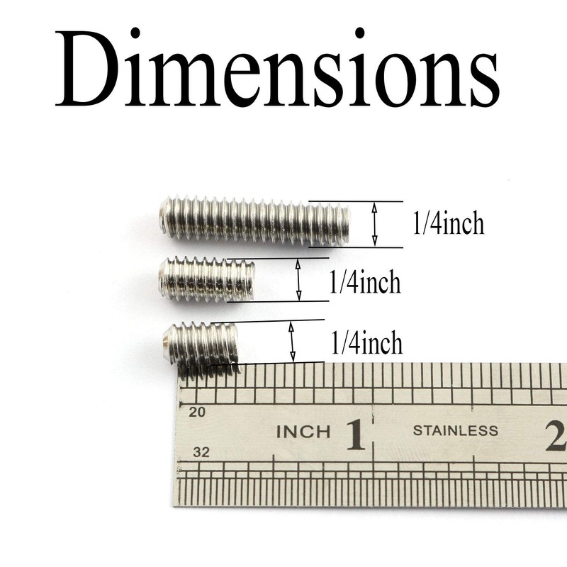 RuiLing 25PCS 1/4-20x1/2" Hexagon Hex Socket Set Screws 304 Stainless