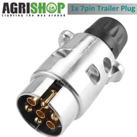 AGRISHOP 7 Pin Metal Trailer Plug, 12V, Waterproof, Brass, 7pin Towing Plug For Caravan Bike Carrier