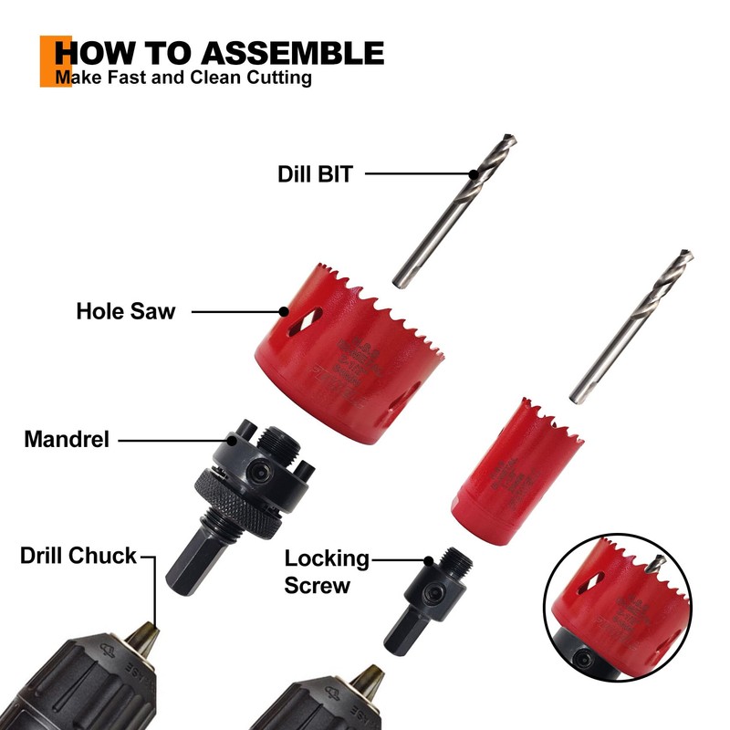FEWELL 16PCS M42 Bi-Metal Hole Saw Kit with 8% Cobalt,