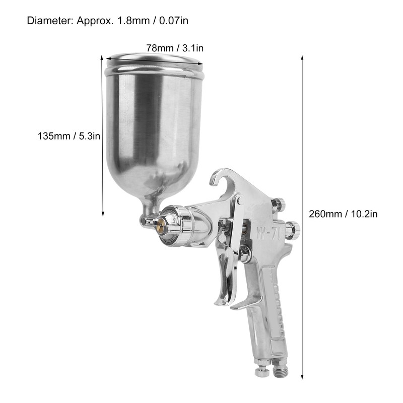 Spray Gun Set Upper Pot Gravity Feed Paint 1.8mm Fluid