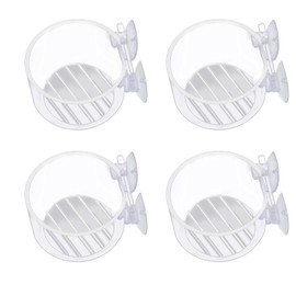 4 Pcs Aquarium Feeder Cup Feeder Acrylic Automatic Feeder Red Bug Bait Container 1.9 inches (4.7 cm) Aquarium Acrylic Feeder Cup Tropical Fish Clear Dish with Suction Cup for Breeding