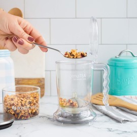 ingenuiTEA Bottom-Dispensing Teapot, PBA-Free. Works with any tea and cup. Makes 16 oz of tea. Dishwasher-safe. The easiest way to prepare loose tea.