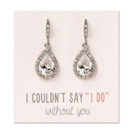 Wedding Bridesmaids Gift Drop Earrings or Jewelry set in Silver, Yellow Gold, Rose Gold