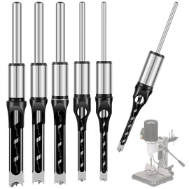 Abizarch 6Pcs Square Hole Drill Bits High Speed Steel Mortising Chisel Drill Bit High Hardness Woodworking Hole Saw Drill Bit Set with 1/4inch 5/16inch 3/8inch 1/2inch 5/8inch 9/16inch for Wood ZHAZHA