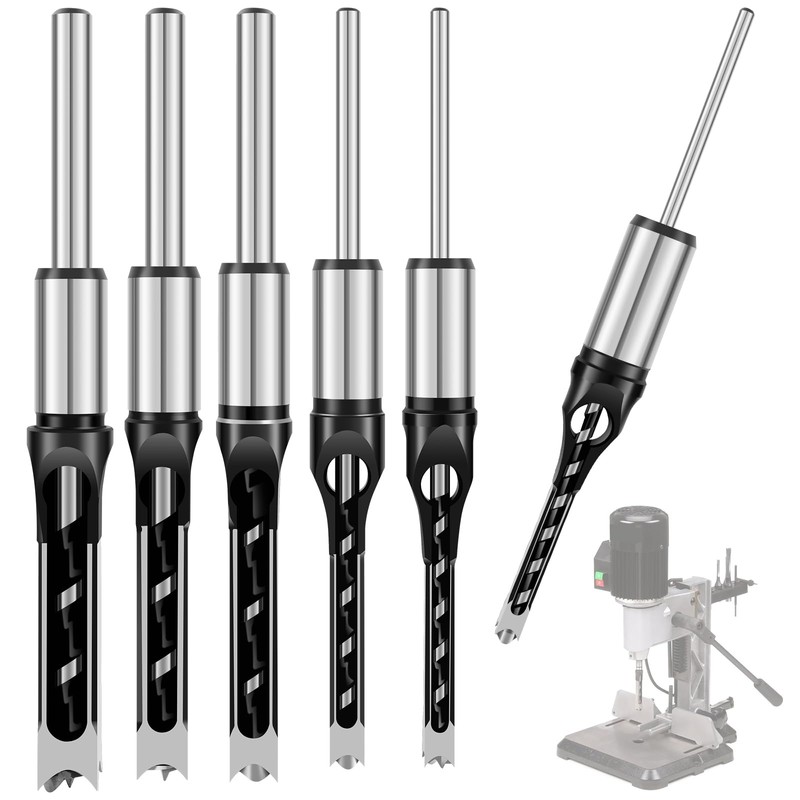 Abizarch 6Pcs Square Hole Drill Bits High Speed Steel Mortising