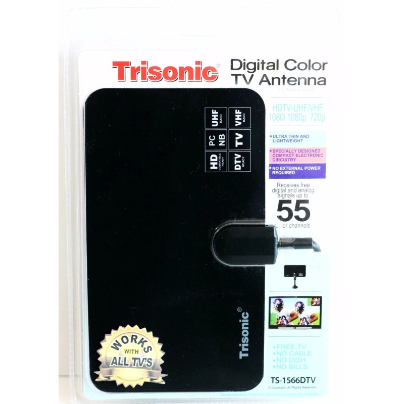 Trisonic Universal Digital Indoor TV Antenna HDTV DTV Box Ready