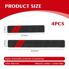 MOXRUQ 4 PCS Car Door Edge Guards, Anti-Scratch Car Door Sill Protector Sticker, Carbon Fiber Car Wrap Film (Red & Black)