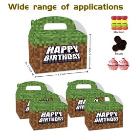 12 Pieces Pixel Birthday Party Supplies, goodie bags, party boxes, Perfect for Birthday Baby and Boy Girl Party Decorations