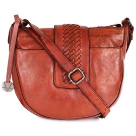 VILENCA HOLLAND Genuine Leather Crossbody Sling Bags for Women, Bags for Women Trendy Casual Office Bag with Adjustable Strap, Cognac, 24.5 x 21 x 6