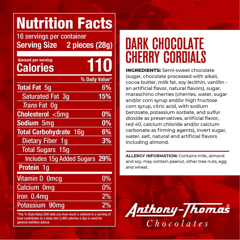 Anthony Thomas, Cherry Cordials, Award-Winning, Chocolate Covered Cherries (Dark Chocolate)