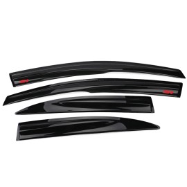 Unbranded Fits 06-11 Civic 4DR Sedan Mugen Style Window Visors Guard Deflector w/ Red Si
