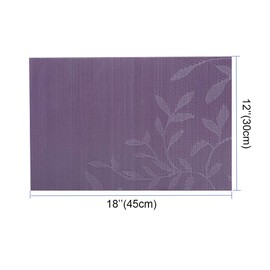 Marstree Washable Placemats for Woven Vinyl Kitchen Table Mats Heat-Resistant Non-Slip Insulation Table Runner for Kitchen Dining RoomTable Decoration (Pack of 6, Purple Leaf)