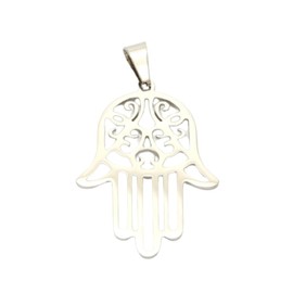 Bungsa® Women's Pendant Hand of Fatima 316L Stainless Steel Available in 3 Colours, Stainless Steel