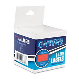 Garvey One-Line Pricemarker Labels, 7/16 x 13/16 Inches, Fluorescent Red, 1200/Roll, 3 Rolls/Box (090945)