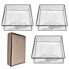 Geetery Plastic Sofa Seat Cushion Covers PVC Waterproof Couch Covers Furniture Sofa Seat Slipcover for Against Cat Dog Clawing Scratching, 28x28x9 Inch(Black and Clear,3 Pcs)