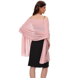 Baoqiya Women's Shawls and Wraps for Evening Dress Chiffon Shawl Soft Elegant Silky Pashmina Wedding Bridal Scarf(Blush, 79"×19")