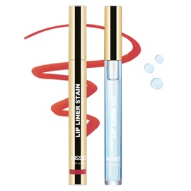 KISSIO Lip Stain Set,Peel Off Lip Liner Stain and Lip Care Oil,Transfer Proof,Long Lasting and Waterproof Lip Tint,Matte Finish,Lip Combo,07 Berry