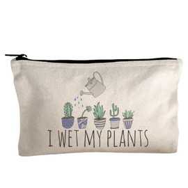 Moonlight Makers, I Wet My Plants, Funny Canvas Makeup Bag, Pencil Pouch, Cute Travel Accessories for Women, 100% Cotton Cosmetic & Toiletry Bags