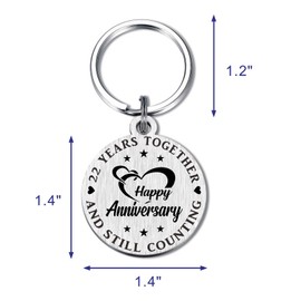 Levole 22nd Anniversary Keychain Gifts - 22 Year Anniversary Keychain Gift Ideas, Happy 22 Year Anniversary for Husband Wife