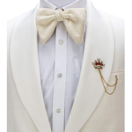 an KINGPiiN Lapel Pin for Men Stone Detailing Crown with Hanging Chain Collar Pin Brooch Suit Stud, Shirt Studs Men's Accessories (Red)