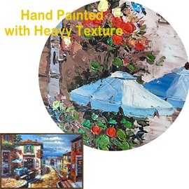 UTOP-art Italian Cityscape Abstract Wall Art Artwork: Mediterranean City italy Street Towns Picture Painting on Canvas for Paris Cafe Room (45'' x 30'')