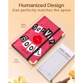Slohif Server Book for Waitress Cute Serving Books with Zipper Pocket Accessories Leather Server Check Book Restaurant Waiter Server Booklet Organizer Ticket Book Holder Lip