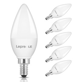 Lepro E12 LED Candelabra Light Bulbs, 5.5W, 40W Equivalent B11 Ceiling Fan Bulb Chandelier Bulbs, 5000K Daylight White Type B Small Base Candle Lights, 470 Lumens, 6-Pack, Non dimmable