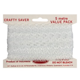 Sullivans Crafty Saver Picot Eyelet Lace, 5 Meter Length x 35 mm Width, White