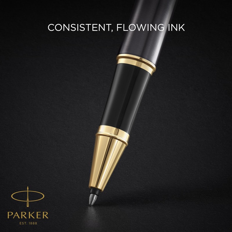 PARKER IM Rollerball Pen | Grey Lacquer with Gold Trims
