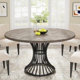 Tribesigns Round Dining Table for 4-6 People, 47-Inch Farmhouse Dinning Room Circle Kitchen Table, Industrial Dinner Tablesize: 47.2"D x 47.2"W x 29.5"H, color: Grey