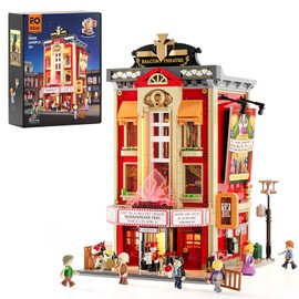 FUNWHOLE Balcony-Theatre Lighting Building-Bricks Set - City Town Creator House LED Light Multi-Form Modular Collectible Display Kit 2445 Pcs for Adults and Movie Lovers