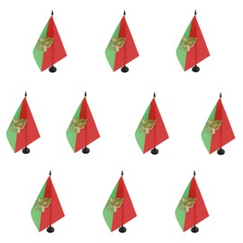 AZ FLAG - Set of 10 French Foreign Legion Table Flag 5'' x 8'' - 10 Small Army of France Office Flags 100% Polyester 21 x 14 cm - Mini Desk Flag with 10'' Pole and Black Plastic Base