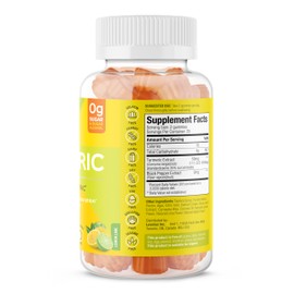 SUKU Turmeric Curcumin Sugar Free Gummies with 1003mg of Turmeric - Black Pepper Protects Liver, Improves Digestion, Inflammation Response & Joint Health – Lemon Lime Flavour (50 Gummies)