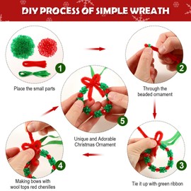 WILLBOND 30 Sets Christmas Beaded Ornament Kit Xmas Craft DIY Wreath Holiday Christmas Tree Hanging Decorations with Christmas Bag for Christmas DIY Projects Holiday Party