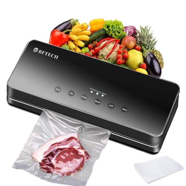 BFTECH Vacuum Sealer Machine | Automatic Vacuum Air Sealing System For Food Preservation / Starter Kit | Compact Design | Lab Tested | Dry & Moist Food Modes | Led Indicator Lights