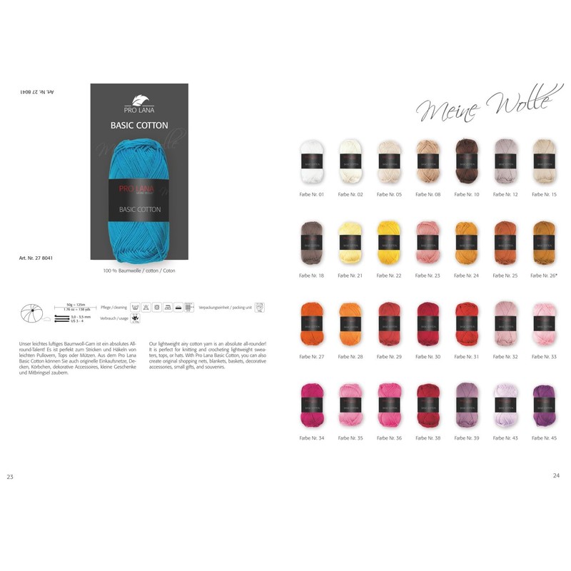 Pro Lana Basic Cotton 50 g - Choice of Colours