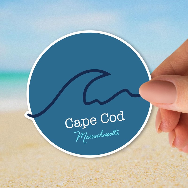 Squiddy Cape Cod Massachusetts Wave - Vinyl Sticker Decal for